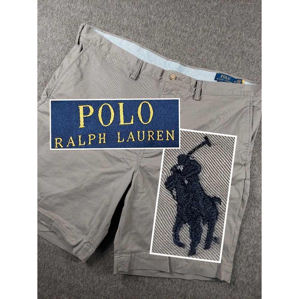 Polo Ralph Lauren Shorts Mens 40 Gray Chino Stretch Classic Fit Comfort Preppy